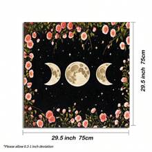 1 pieza Mantel de tarot con flor de luna, decoración de triple luna para altar de brujería y astrología - Multicolor - Ver 6
