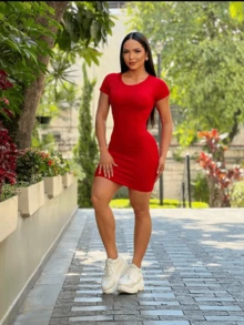 Short Tube Dress - Đỏ - Xem 3