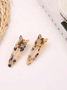 2pcs Cute Animal Acetate Hair Clips, Suitable For Women For Daily, Dating, Birthday, Valentine's Day, New Year Party, Beach Music Festival (Slight Color Difference), Hair Accessories, Hair Barrettes Claw Clips, School Stuff, Head Accessories - Cat Hair Clip - View 12
