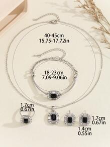 5 Cái/bộ Hợp Thời Trang Châu Âu Và Mỹ Tối Giản Hình Học Đá Nhẫn, Bông Tai, Vòng Tay, Mặt Dây Chuyền, Vòng Cổ Bộ Trang Sức - Xem 4