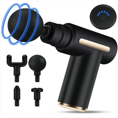1pc  Massage Gun Deep Tissue Massage Gun USB Charging 4 Massage Heads Multiple Massage Functions Handheld Massager Body Muscle Relaxation Fitness