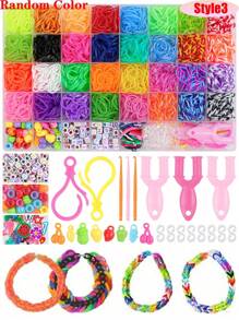 15 件/18 件/40 件混合款式/颜色橡皮筋手链套装，弹性橡皮筋织机套件，手链制作套件，编织 DIY 工艺礼品织机带套装 - 皮筋 - 查看 8