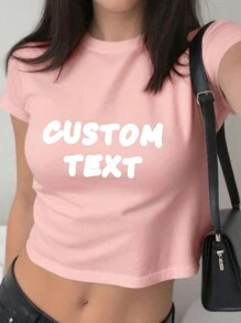 Camiseta personalizable para mujer - Agrega tu propio texto (lema/motto/expresión/cita de vida) para diseñar tu camiseta impresa personalizada, logo | Negocio | Regalo de boda | Atuendo de fiesta | Disfraz de Halloween | Atuendo navideño, Camiseta personalizada con impresión de foto de mascota, Regalo de aniversario, Regalo del Día de San Valentín, Regalo de cumpleaños, Regalo de boda, Regalo para la mejor amiga, Comodidad fácil, Ropa de mujer, Tops personalizados para mujer