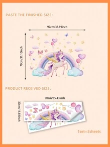 1 Set Cartoon Unicorn & Star Decorative Wall Stickers, Suitable For Kids Room, Bedroom, Home Decor - Multicolor - View 12