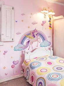 1 Set Cartoon Unicorn & Star Decorative Wall Stickers, Suitable For Kids Room, Bedroom, Home Decor - Multicolor - View 7