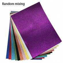 10pcs/Set A4 Size Gold Glitter Paper Card, Non-Shedding Glitter Paper For DIY Crafts - Mixed Colors - View 3