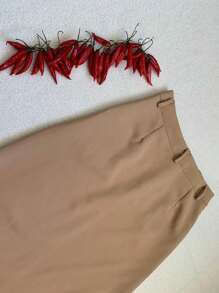 Saia Longa Alfaiataria Moda Evangélica Feminino 5038# - Caqui - Visão 4