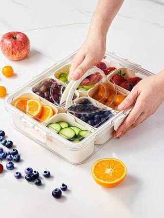 1pc Divided Serving Tray With Lid,Box Container For Candy, Veggie, Fruit, Nuts, Divided Clear Snack Box Serving Tray For Picnic, Party,Fridge Organizer Bins,Food Storage Containers With Lids Airtight,Fresh Food Storage Containers For Fridge,Food Storage Containers For Candy Nuts Spice,Snackle Box Charcuterie Container, Divided Serving Tray With Lid And Handle, Portable Snack Platters For Fruit, Nuts, Candy, Entertaining, Party, Picnic, Transparent,Kitchen,Christmas Gift Back To School