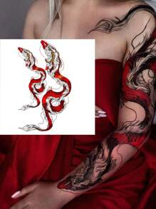 1 Máy Tính Lớn Rồng Đỏ Hình Xăm Tạm Thời Nữ Tạm Thời Hình Xăm Vai Tạm Thời Thực Tế Lưng Hình Xăm Ngực Cho Người Lớn - Đỏ - Xem 4