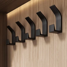 5pcs Premium No-Drill Wall Hook Set - Strong, Reusable, And Versatile Sticky Hooks For Bedroom, Kitchen, And Bathroom - ABS Plastic Material With Easy Installation And Space-Saving Design Back To School