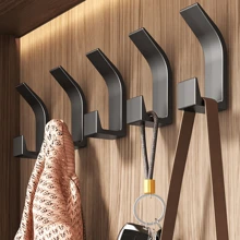 5pcs Premium No-Drill Wall Hook Set - Strong, Reusable, And Versatile Sticky Hooks For Bedroom, Kitchen, And Bathroom - ABS Plastic Material With Easy Installation And Space-Saving Design Back To School