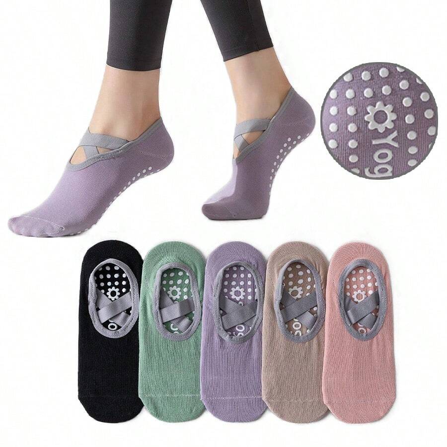 Sports Outdoor 5 Pairs Women's Padded Cushioned Non-Slip Anti-Slip Grips Yoga Pilates Ballet   Socks