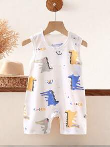 男婴无袖连体衣 - 白色 - 查看 1