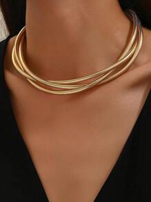 1pc Fashionable Simple Snake Bone Chain Woven Necklace/Choker For Women