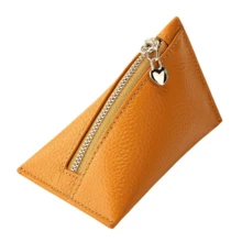 Leather Coin Pouch Purse For Women Fashion Compact Mini Travel Key Bag Wallet - 黃色 - 查看 5