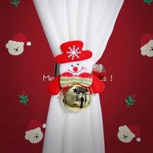 1 件雪人窗帘系带带铃铛，装饰窗帘夹，适用于派对、卧室、客厅（可拆卸铃铛）圣诞节 圣诞装饰 圣诞装饰品 圣诞装饰