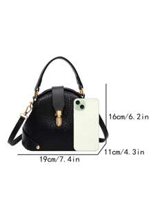 新款时尚手提包，多功能斜挎包，优雅单肩包，小众设计女包，撞色高端托特包，日常通勤包 - 黑色 - 查看 5