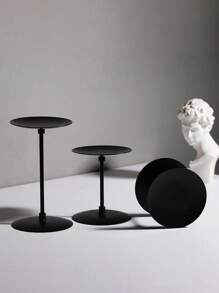 3 件套豪华金属烛台，家庭聚会婚礼餐厅浪漫烛光晚餐装饰，法式复古优雅风格，简约美学装饰品，房间装饰，礼物 - 黑色 - 查看 3