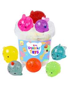 8 món đồ chơi bóp Mochi lấp lánh cỡ lớn dùng cho tiệc, đồ chơi bóp Kawaii, đồ chơi cảm giác động vật biển làm giải thưởng cho lớp học, đồ nhồi túi quà, đồ chơi bóp bóng giảm căng thẳng (Màu ngẫu nhiên) - Nhiều màu - Xem 1