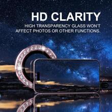 Compatible With Iphone 11-15 Pro Max Camera Lens Protector Bling, 9H Tempered Glass Camera Cover Screen Protector Metal Ring Decoration Accessories (Rhinestone-Pink) Gift For Birthday, Family, Friends Sparkling Crystal, Lens Protector, Phone Accessories Waterproof Shockproof Anti-Fall Anti-Fall Scratch Resistant Anti-Fingerprint Full Cover