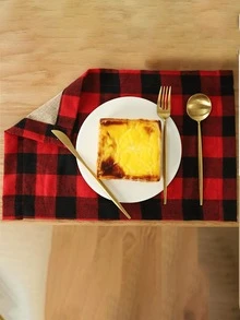 4 件装家居装饰圣诞装饰格子布餐垫餐桌刀叉盘餐垫格子桌布节日家居装饰红黑色桌布桌布垫 - 彩色 - 查看 7