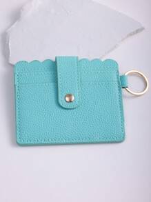 1pc PU Leather Card Holder With Keychain And Tassel Pendant For Women, Card Case And Coin Purse