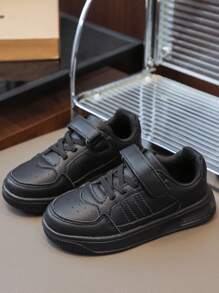 1双儿童透气运动鞋，黑白学生运动鞋，婴儿白色休闲鞋 - 黑色 - 查看 4