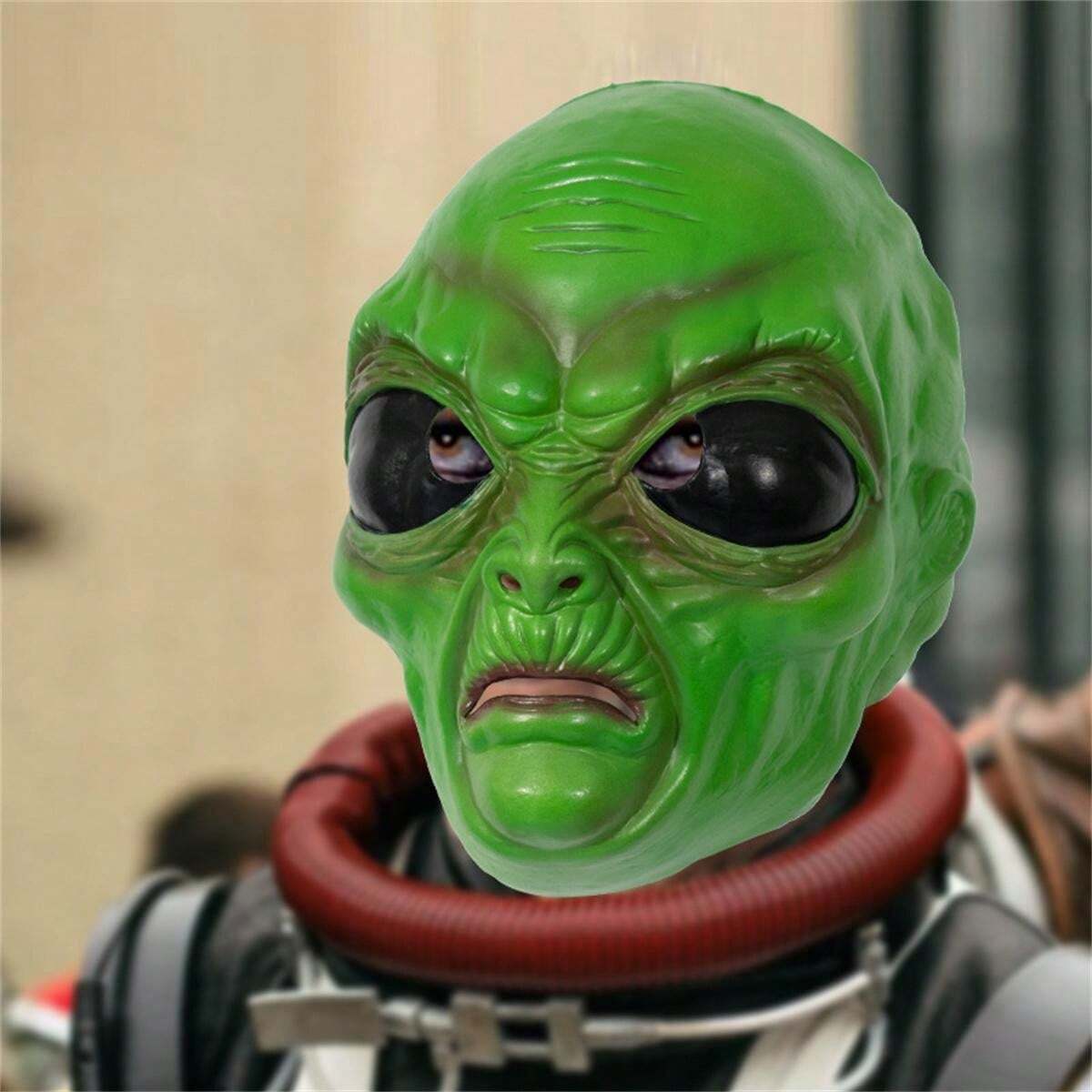 One Piece Green Alien Spooky Mask Headgear For Halloween And Masquerade