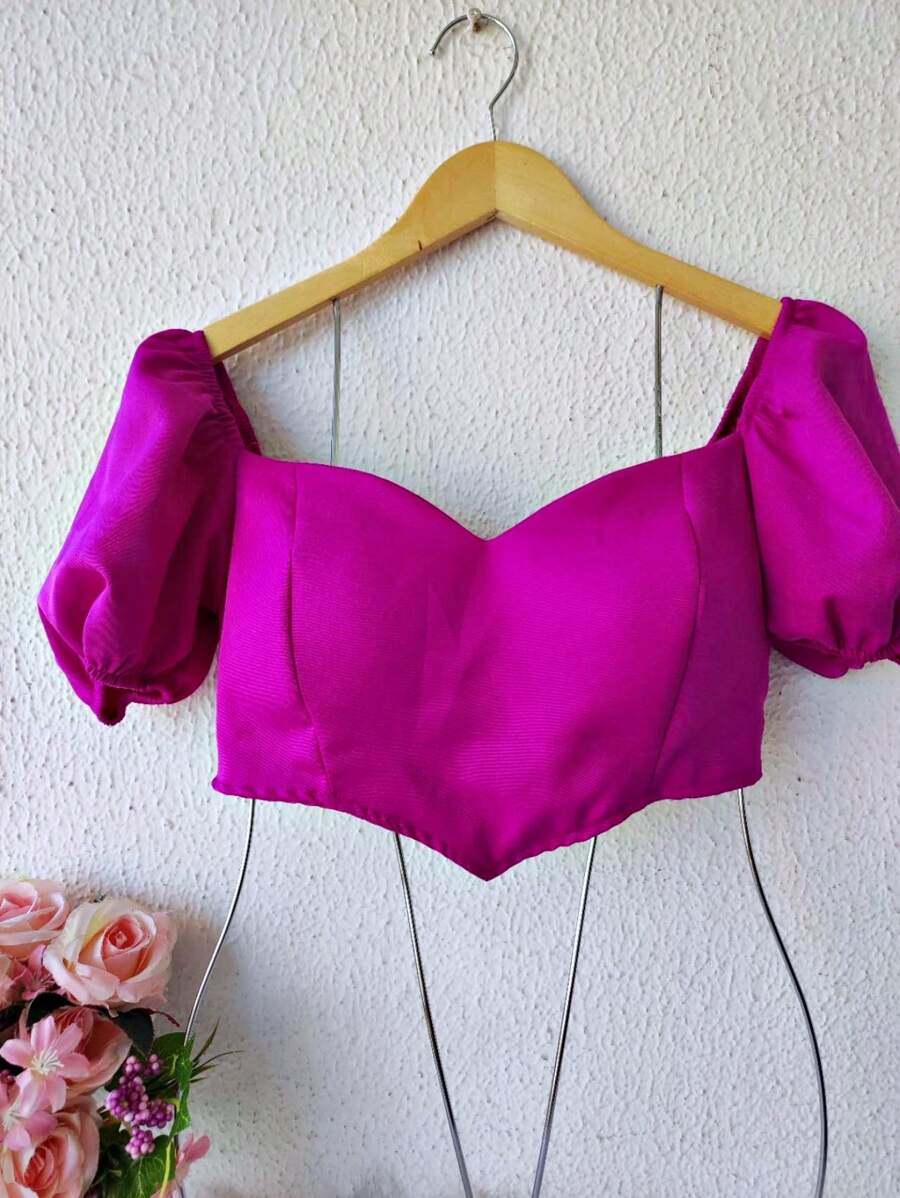 Croppde Women's Tailoring Short Sleeve With Bulge - Màu tím - Xem 1