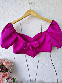 Croppde Women's Tailoring Short Sleeve With Bulge - Màu tím - Xem 2