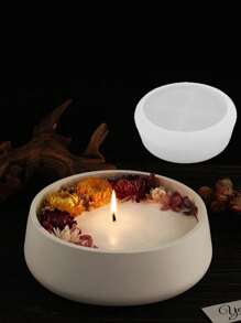 1 pièce Moule en silicone en forme de bol rond en ciment pour vase à bougie, grand bol à bougie en terrazzo, moule en béton fait à la main pour pot de fleurs en argile