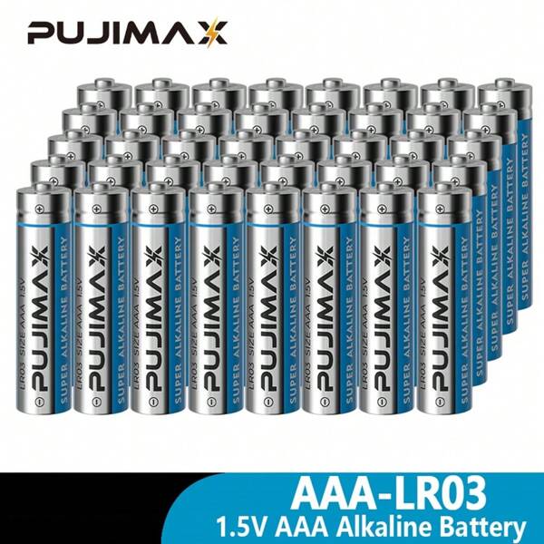 PUJIMAX 4/20/24/40/60/80 piezas Baterías alcalinas AAA de 1.5V, aptas para control remoto, reloj despertador, timbre, llave de coche, linterna, alto rendimiento, duraderas y de larga duración, suministro especial para tiras de luces de árbol de Navidad [Baterías no recargables, no cargar]