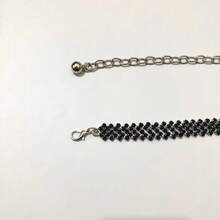 Dây chuyền thắt lưng bằng đá Rhinestone lớn thanh lịch, Dây chuyền thắt lưng bằng kim loại sáng bóng màu bạc, Thắt lưng có thể điều chỉnh, Trang sức cơ thể cho váy nữ - màu đen - Xem 4
