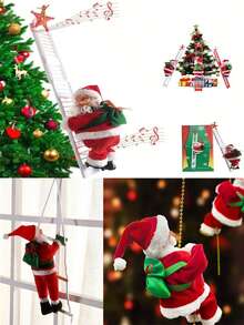 圣诞树挂件圣诞老人爬梯子圣诞装饰品家居店铺商场场景布置挂饰爬梯子圣诞老人 - 彩色 - 查看 2