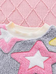 2pcs Babies' Star Pattern Fluffy Knit Sweater And Pants Set, Autumn Winter - Light Grey - View 3