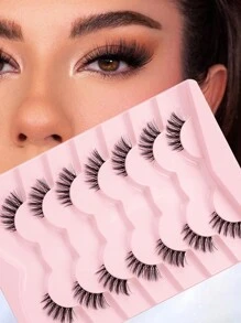 7 Pairs Half Lashes Natural Look With Clear Band Wispy Fluffy Cat Eye Look Natural Short Accent Lashes End Lashes Corner Eyelashes 3/4 Lashes Reusable Lashes Pack - Natural Lashes - View 1