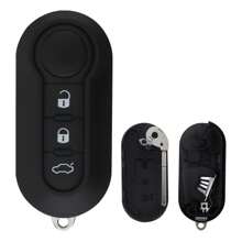 3 Buttons Car Key Remote Control Folding Housing Replacement Fit For Fiat 500 / Punto, Wear-Resistant Keyless Entry Remote Key Fob - Black - View 3