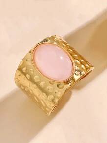 1 件不锈钢时尚复古风格女士彩色宝石开口戒指，3 件混合款式，颜色随机，适合女性日常佩戴或送礼 - 金黃色 - 查看 20