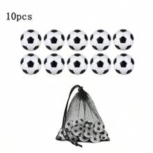 6/8/10pcs 32mm Mini Soccer Ball Accessories For Foosball Tables, Hexagon Shape, Black (Includes Black Storage Net Bag)
