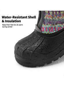 Boys Girls Mid Calf Snow Boots Cold Weather Insulated Waterproof Winter For Little/Big Kid Ski,Thick & Warm,Outdoor Play - Xám - Xem 5