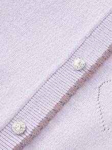 Balabala Girls' Knitted Sweater, 2024 New Spring Style, Wool Cardigan For Tween Girls - Purple - View 7