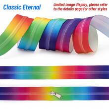 1set=4.5m Zipper + 10pcs Zipper Pulls + 20pcs Zipper Stops + 10pcs Bottom Stops, 5# Colorful Gradient Nylon Zipper, Unique Gradient Design, Multi-Styles Available For Garment, Bags, DIY Crafts