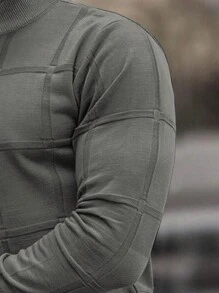 男士格子提花高领时尚毛衣