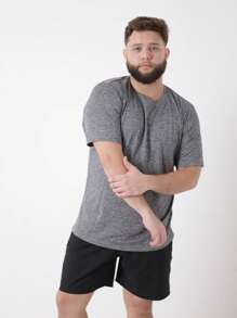 Kit 4 Men's Plus Size Dry Fit Anti-Odor T-Shirts For Gym Training - Xám - Xem 5