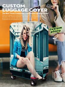 1pc Customized Photo Luggage Cover, Personalized Face Luggage Cover, Customized Luggage Cover, Personalized Photo Luggage Cover, Personalized Luggage Cover, Luggage Protector, Luggage Protector, Single Party Bag Cover, Anniversary Gift, Valentine's Day Gift, Birthday Gift, Wedding Gift, Mother's Day Gift, Father's Day Gift, Gift For Best Friend, Gift For Mom/Dad/Her/Him/Girlfriend/Boyfriend/Wife/Husband/Friend - Multicolor - View 2