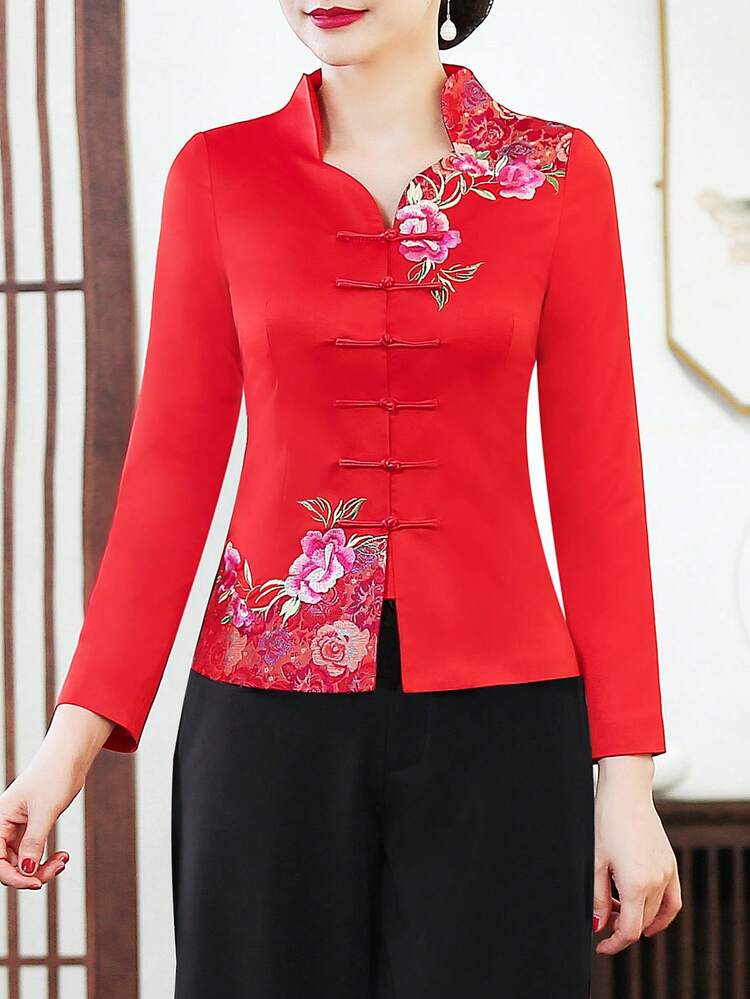 Long Sleeve New Chinese Style Tang Suit Cardigan, Festival