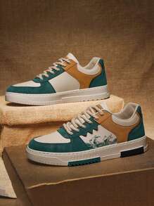 高帮休闲硫化鞋，复古设计秋冬季复古风格运动鞋 - 米綠 - 查看 3