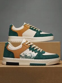 高帮休闲硫化鞋，复古设计秋冬季复古风格运动鞋 - 米綠 - 查看 4