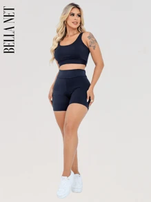 Basic Premium Suplex Fitness Gym Top And Shorts Set - 黑色 - 查看 2