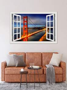 可移除壁画 即剥即贴 瀑布窗景 3D 墙贴 乙烯基壁纸 浴室装饰 家居装饰艺术 2 种尺寸、贴纸、墙贴花、家居装饰乙烯基贴花、春季装饰品 让您的家焕然一新、Rama 装饰贴纸